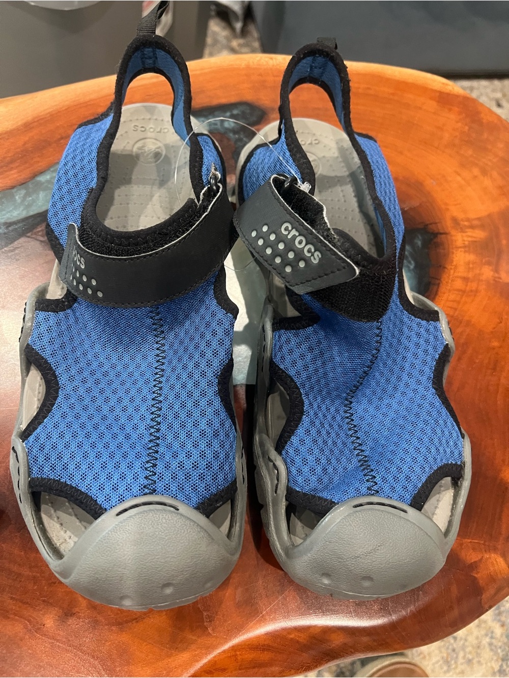 CROCS Men’s Blue and Gray Sport Sandals with Hook Strap
